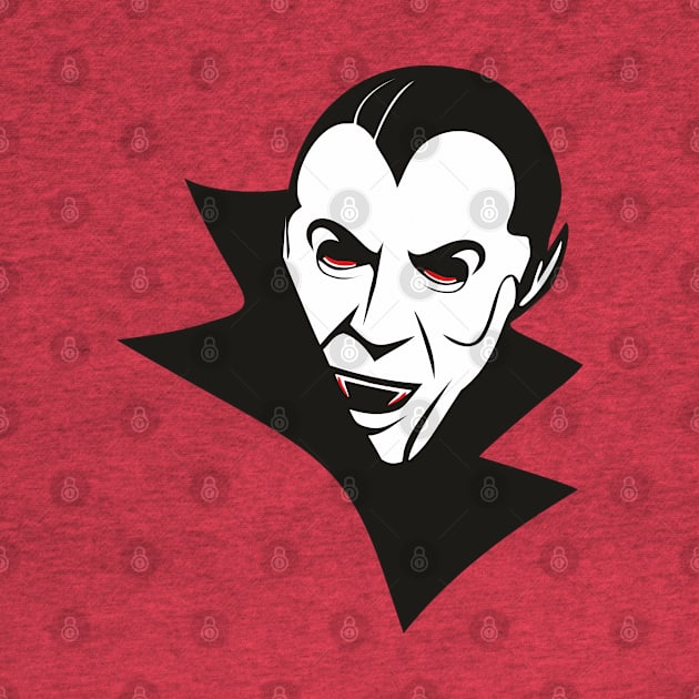 Dracula, menacing black and white illustration with red details by F-for-Fab